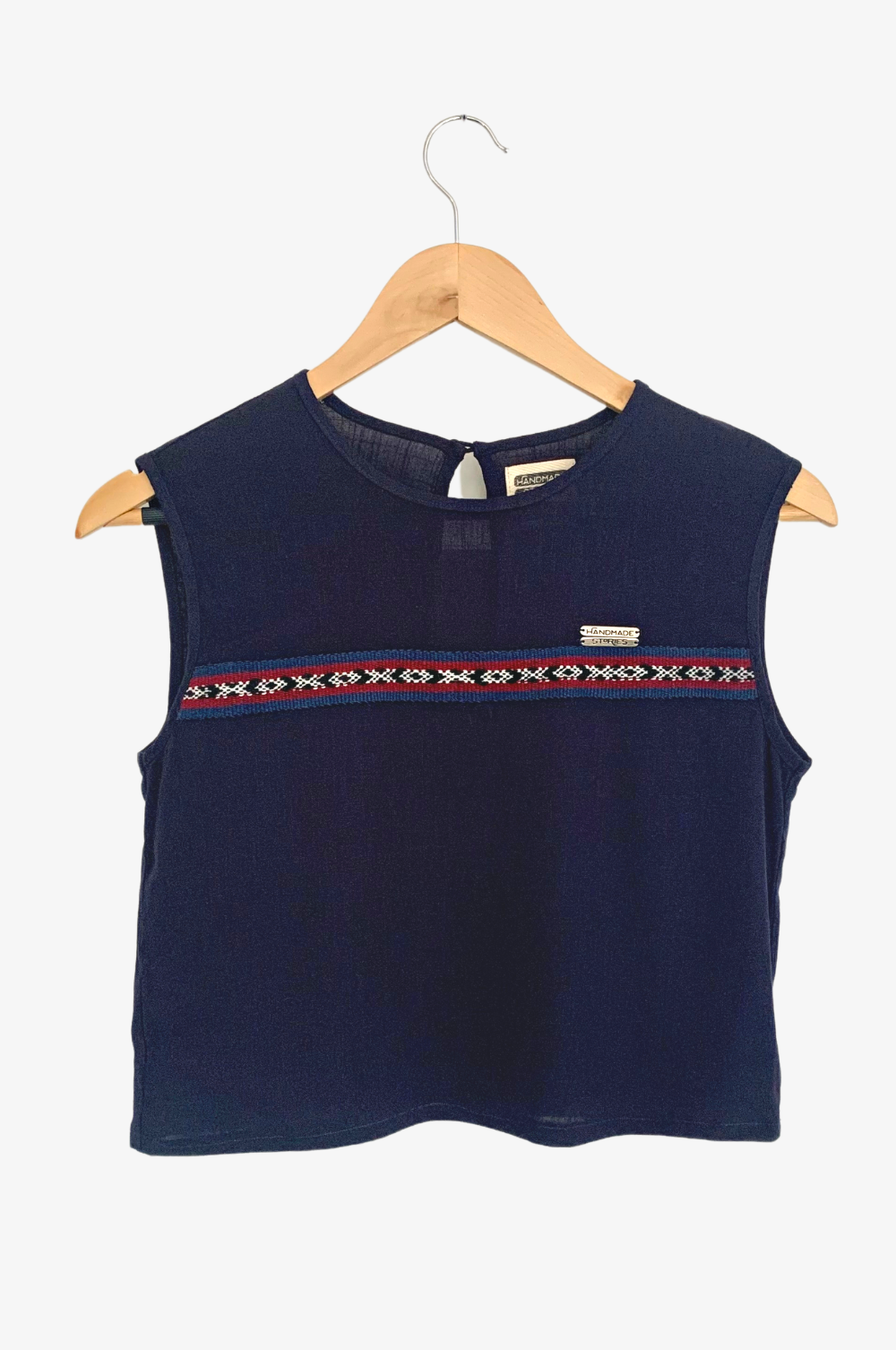 Upcycled navy blue sleeveless top