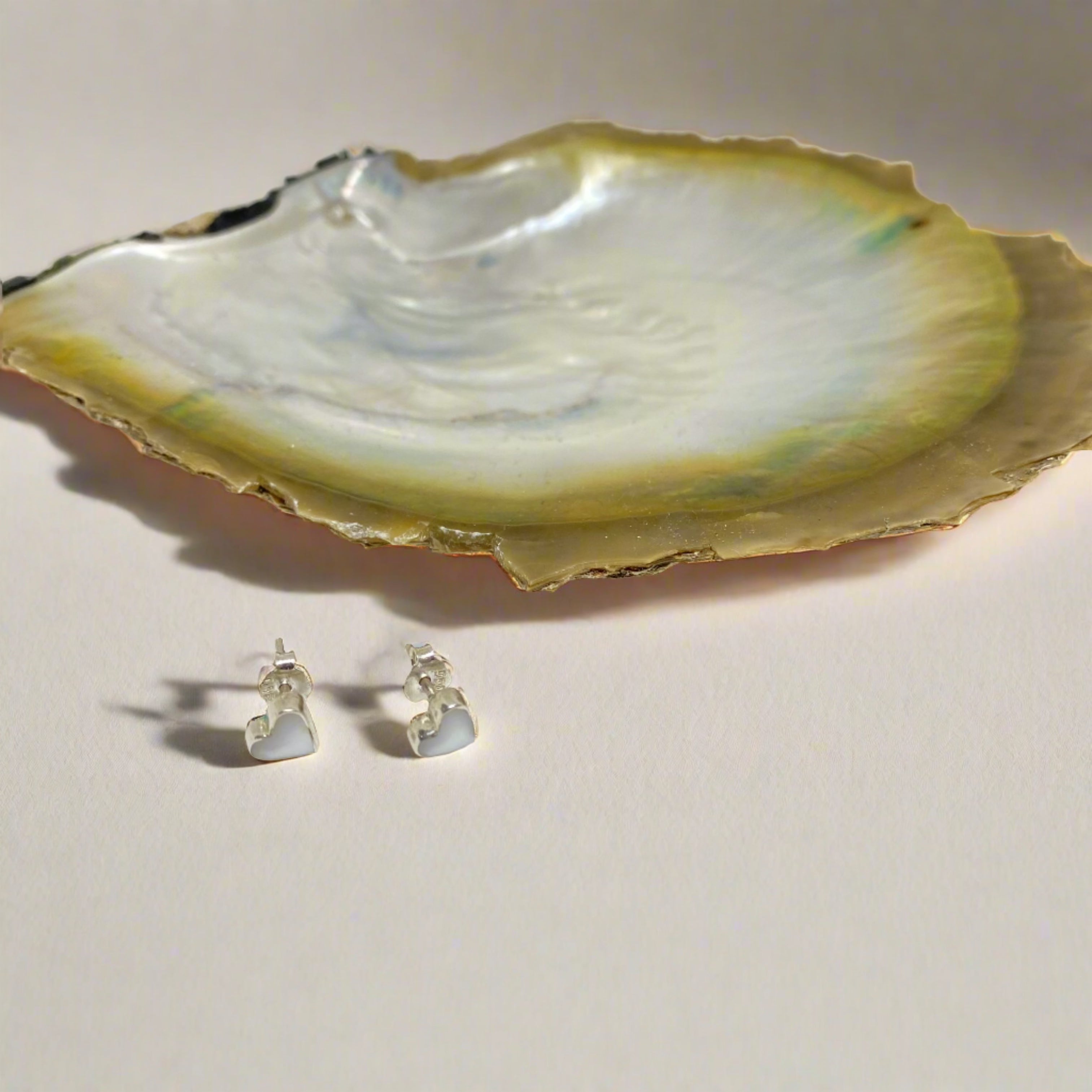 Heart stud earrings Peruvian silver 950